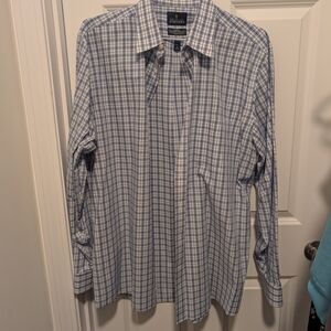 Stafford Blue Plaid Striped Men's Shirt